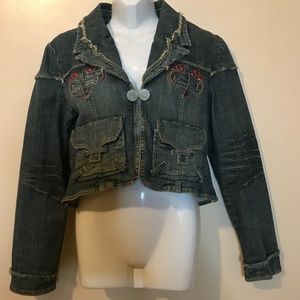 Womens Academics Designer Blue Jean Jacket ( Vintage) Sz XL/TG